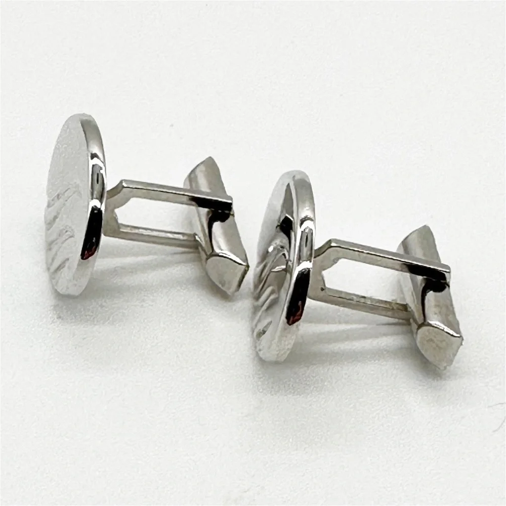 Vintage Silver Tone Swirl Design Oval Cufflinks